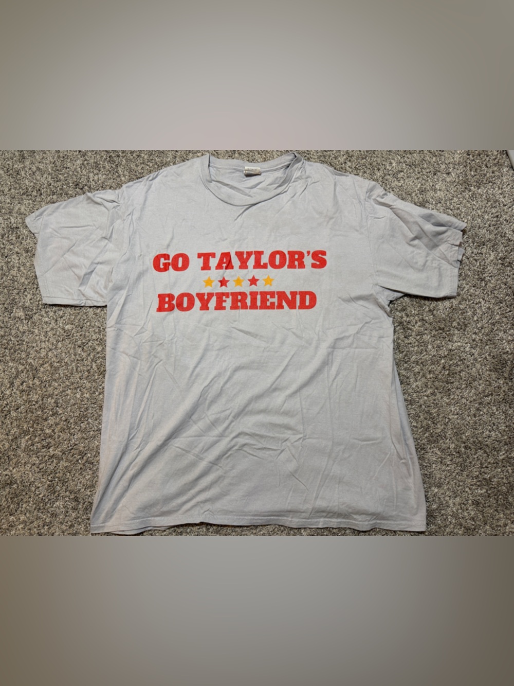 Taylor Swift White Short Sleeve Tee with Red & Gold Print